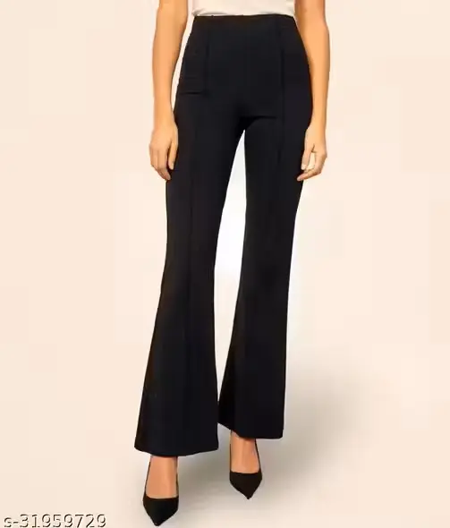 High-Waist Retro Flared Women's Trousers – Elegant & Stylish Fit (S)